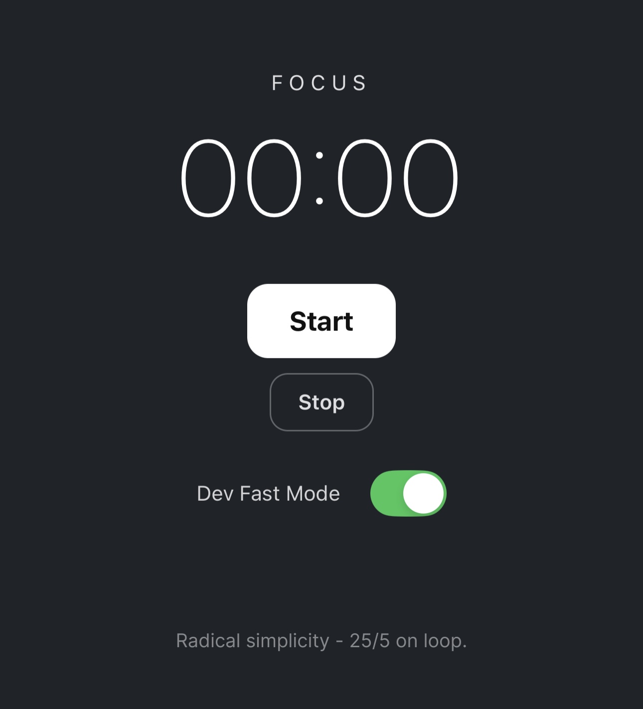 Pomodoro Flow app preview showing 25/5 timer interface